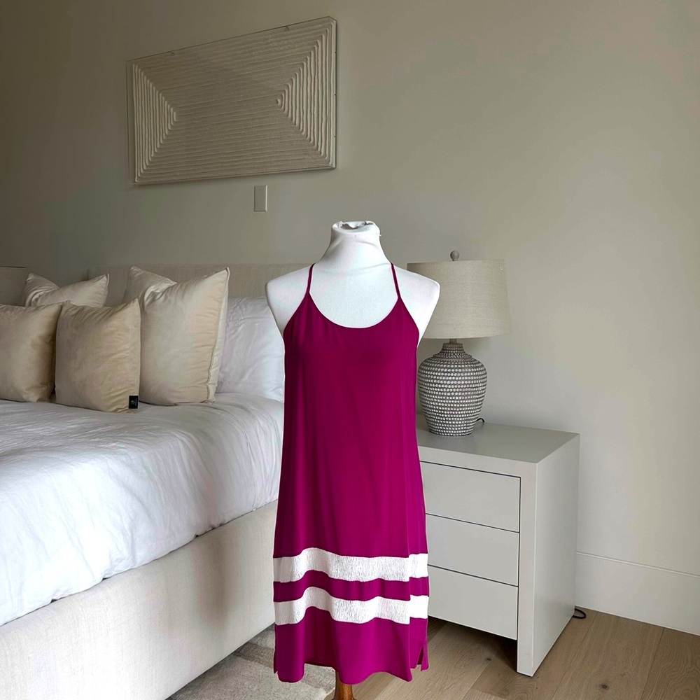 Cream and Magenta Dress with Relaxed Fit